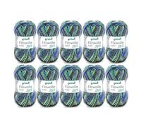 Gründl Filato di Lana per infeltrimento a Colori, 10 Pezzi, Verde/Blu, Grün-Marine Multicolor, 31 x 32 x 7.5 cm, 500 unità