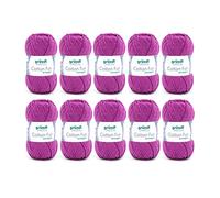 Gründl Filato per Maglia/Uncinetto Cotton Fun (Lana per Maglieria, Set per Uncinetto, Morbido Filato 100% Cotone, Certificato Oeko-Tex, 50 g/115 m, Ferri: 3-4, 10 gomitoli da 50 g), Purple