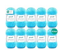 Gründl Filato per Maglia/Uncinetto Cotton Quick Uni, 10 gomitoli da 50 g (Filato dai Vivaci Colori 100% Cotone, Certificato Oeko-Tex®, 50 g / 125 m, Ferri: 3-4, 10 x 50 g), Blu Acqua