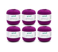 Gründl filato per uncinetto 100 uni (lana per maglieria, set per uncinetto, filato di cotone mercerizzato per uncinetto, 100% cotone, 100 g / 566 m, spessore dell'ago: 1,5-2, 6 x 100 g), Viola.