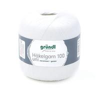 Gründl Filato per Uncinetto Häkelgarn 100, Bianca, 566 m