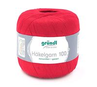 Gründl Filato per Uncinetto Häkelgarn 100 Filo, Rosso Segnalerosso Segnale, 566 m