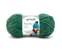 Gründl Funny Uni - filato ciniglia morbido e spesso - lana ciniglia per uncinetto e maglia - coperte e accessori - 100% poliestere - 1 gomitolo da 100 g / 120 m - ferri n. 5-6 - Verde scuro