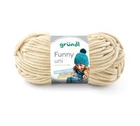 Gründl Funny Uni - filato ciniglia morbido e spesso - lana ciniglia per uncinetto e maglia - coperte e accessori - 100% poliestere - 1 gomitolo da 100 g / 120 m - ferri n. 5-6 - beige
