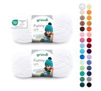 Gründl Funny Uni - filato ciniglia morbido e spesso - lana ciniglia per uncinetto e maglia - - coperte e accessori - 100% poliestere - 2 gomitoli da 100 g / 120 m - ferri n. 5-6 - Bianco