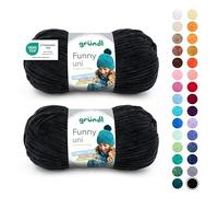 Gründl Funny Uni - filato ciniglia morbido e spesso - lana ciniglia per uncinetto e maglia - - coperte e accessori - 100% poliestere - 2 gomitoli da 100 g / 120 m - ferri n. 5-6 - Nero