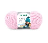 Gründl Funny Uni - filato ciniglia morbido e spesso - lana ciniglia per uncinetto e maglia - coperte e accessori - 100% poliestere - 1 gomitolo da 100 g / 120 m - ferri n. 5-6 - rosa pastello
