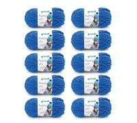 Gründl Funny Uni Knitting & Crochet Yarn (Filato Vellutato di ciniglia in 100% Poliestere, 100 g / 120 m, Dimensioni dell'ago: 5-6, 10 x 100 g), Royal Blue