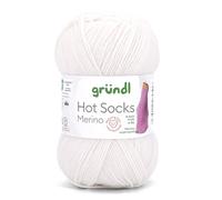 Gründl Hots Socks - Lana merino a 4 fili, 50 g/200 m, 75% lana vergine (merino, superwash), 25% poliammide, senza mulesing, standard Öko-Tex (01 bianco)