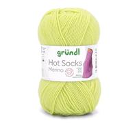 Gründl Hots Socks lana merino a 4 fili, 50 g/200 m, 75% lana vergine (merino, superwash), 25% poliammide, senza mulesing, standard Öko-Tex, lime, Sockenwolle 4fach, wasschmaschinenfest