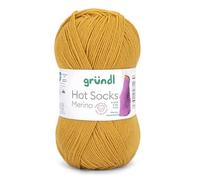 Gründl Hots Socks - Lana merino a 4 fili, 50 g/200 m, 75% lana vergine (merino, superwash), 25% poliammide, senza mulesing, standard Öko-Tex (25 curry)