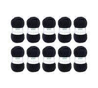 Gründl King Cotton (Filato per Maglieria e Uncinetto Morbido e voluminoso Composto da 55% poliacrilico & 45% Cotone, 50 g / 78 m, Dimensioni dell'ago: 6-7, 10 x 50 g), Nero