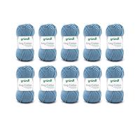 Gründl King Cotton (filato per maglieria e uncinetto morbido e voluminoso in 55% poliacrilico e 45% cotone, 50 g / 78 m, misura dell'ago: 6-7, 10 x 50 g), jeans
