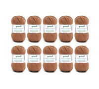 Gründl Lana Baby Cotton - Lana per Bambini per Maglia e Uncinetto - Resistente e Facile da Lavare - 50% Cotone, 50% Poliacrilico - 10 Gomitoli da 50g/140m - Ferri 3,5-4,5 - Marrone Ruggine
