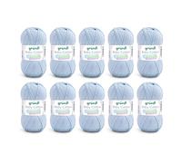 Gründl Lana Baby Cotton - Lana per Bambini per Maglia e Uncinetto - Resistente e Facile da Lavare - 50% Cotone, 50% Poliacrilico - 10 Gomitoli da 50g/140m - Ferri 3,5-4,5 - Blu