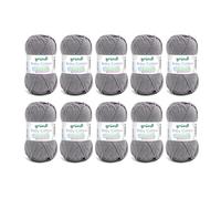 Gründl Lana Baby Cotton - Lana per Bambini per Maglia e Uncinetto - Resistente e Facile da Lavare - 50% Cotone, 50% Poliacrilico - 10 Gomitoli da 50g/140m - Ferri 3,5-4,5 - Ardesia