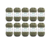 Gründl Lana Baby Cotton - Lana per Bambini per Maglia e Uncinetto - Resistente e Facile da Lavare - 50% Cotone, 50% Poliacrilico - 10 Gomitoli da 50g/140m - Ferri 3,5-4,5 - olive