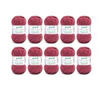 Gründl Lana Baby Cotton - Lana per Bambini per Maglia e Uncinetto - Resistente e Facile da Lavare - 50% Cotone, 50% Poliacrilico - 10 Gomitoli da 50g/140m - Ferri 3,5-4,5 - Bordeaux