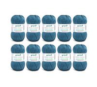 Gründl Lana Baby Cotton - Lana per Bambini per Maglia e Uncinetto - Resistente e Facile da Lavare - 50% Cotone, 50% Poliacrilico - 10 Gomitoli da 50g/140m - Ferri 3,5-4,5 - Petrolio