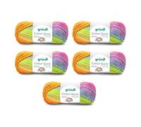 Gründl lana Cotton Quick Batik filato per uncinetto (100% cotone, certificato OEKO-TEX, 100 g / 260 m, dimensione dell'ago: 3-4, 5 x 100 g), arancione-verde-blu-viola Arancione-verde-blu-viola