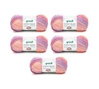 Gründl Lana Cotton Quick Batik - Filato per lavorare a maglia/uncinetto (filato con sfumatura in 100% cotone certificato Oeko-Tex 100 g/260 m spessore ferri: 3-4 5 x 100 g) colore: crema/viola/lilla