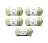 Gründl lana Cotton Quick Batik filato per uncinetto (100% cotone, certificato OEKO-TEX, 100 g / 260 m, dimensione dell'ago: 3-4, 5 x 100 g), verde-giallo-turchese Verde giallo turchese naturale