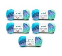 Gründl lana Cotton Quick Batik filato per uncinetto sfumato (100% cotone, certificato OEKO-TEX, 100 g / 260 m, dimensione dell'ago: 3-4, 5 x 100 g), azzuro-iola-verde-mela Azzurro-viola-verde mela