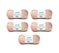 Gründl Lana Cotton Quick Batik, Filato per Uncinetto Sfumato, 100% Cotone, Certificato OEKO-TEX, 5 Gomitoli da 100 g / 260 m, Ferri n. 3-4, Beige-Marrone-Rosa-Arancio