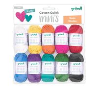 Gründl Lana Cotton Quick Mini Basic Shades Set per lavorare a maglia e all'uncinetto, 10 x 15 g, 100% cotone, 15 g/37 m, multicolore