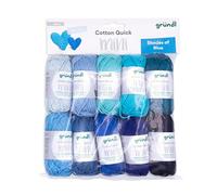 Gründl Lana Cotton Quick Mini Shades of Blue Set per lavorare a maglia e all'uncinetto, 10 x 15 g, 100% cotone, 15 g/37 m, blu