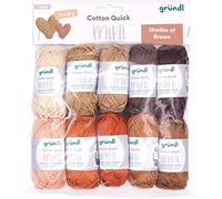 Gründl Lana Cotton Quick Mini Shades of Brown Set per lavorare a maglia e all'uncinetto, 10 x 15 g, 100% cotone, 15 g/37 m, marrone