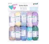 Gründl Lana Cotton Quick Mini Shades of Pastell Set per lavorare a maglia e all'uncinetto, 10 x 15 g, 100% cotone, 15 g/37 m, colori pastello