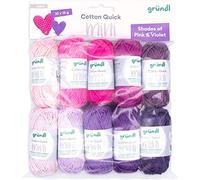 Gründl Lana Cotton Quick Mini Shades of Pink and Violet Set per lavorare a maglia e all'uncinetto, 10 x 15 g, 100% cotone, 15 g/37 m, rosa e viola