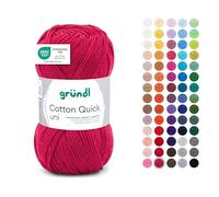 Gründl Lana Cotton Quick uni - Lana per uncinetto in 100% cotone - lana per lavorare a maglia - filato di cotone lucido 1 gomitolo 50 g/125 m - spessore ferri 3 - 4 - rosso vino