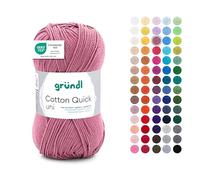 Gründl Lana Cotton Quick uni - Lana sottile per uncinetto - Filato per lavorare a maglia - Filo per uncinetto - Lucido e delicato sulla pelle - 100% cotone - 1 gomitolo 50 g/125 m - spessore ferri 3-4