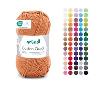 Gründl Lana Cotton Quick uni - Lana sottile per uncinetto - Filato per lavorare a maglia - Filo per uncinetto - Lucido e delicato sulla pelle - 100% cotone - 1 gomitolo 50 g/125 m - Spessore ferri 3-4