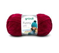 Gründl Lana Funny tinta unita - morbida lana di ciniglia per uncinetto - morbida e delicata sulla pelle - 100% poliestere - 1 gomitolo 100 g/120 m - spessore ferri 5 - 6 - bordeaux