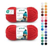 Gründl Lana Funny tinta unita - morbida lana di ciniglia per uncinetto - morbida e delicata sulla pelle - 100% poliestere - 2 gomitoli 100 g/120 m - spessore ferri 5 - 6, ciliegia