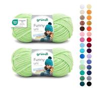 Gründl Lana Funny tinta unita - morbida lana di ciniglia per uncinetto - morbida e delicata sulla pelle - 100% poliestere - 2 gomitoli 100 g/120 m - spessore ferri 5 - 6, verde chiaro