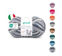 Gründl Lana Hot Socks Como 4 strati - Lana per calzini per 1 paio di calzini - Filato per calze - Morbido e delicato sulla pelle - 75% lana vergine 25% poliammide - 1 gomitolo da 100 g/420 m