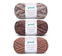 Gründl Lana per calzini Trio - Filato per 3 paia di calzini - Resistente e delicato sulla pelle - 75% lana vergine, 25% poliammide - 3 gomitoli da 100 g/420 m - spessore ferri 2,5 - 3 - marrone senape