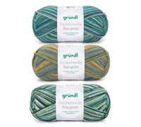 Gründl Lana per calzini Trio - Filato per 3 paia di calzini - Resistente e delicato sulla pelle - 75% lana vergine, 25% poliammide, 3 gomitoli da 100 g/420 m - spessore ferri 2,5-3 - verde acqua