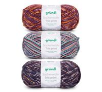 Gründl Lana per calzini Trio - Filato per 3 paia di calzini - Resistente e delicato sulla pelle - 75% lana vergine, 25% poliammide - 3 gomitoli da 100 g/420 m - spessore ferri 2,5 - 3 - viola acqua