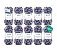 Gründl Lisa Premium color (filato per maglieria e uncinetto con un carattere simile alla lana in 100% poliacrilico, 50 g / 133 m, misura dell'ago: 3,5-4,5, 10 x 50 g), colore marrone-beige-blu