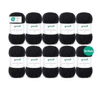Gründl Lisa Premium Uni Filato per Maglieria e Uncinetto (Filato per Maglieria di Facile Manutenzione in 100% poliacrilico, 50 g/ 133 m, Dimensione dell'ago: 3.5-4.5, 10 gomitoli á 50 g), Nero