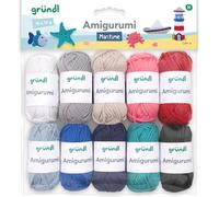 Gründl Set di lana - Amigurumi - Mini palline per lavorare all'uncinetto piccole figure - Set per l'uncinetto in 100% cotone - Filato di cotone 10 x 10 g / 23 m - marittimo