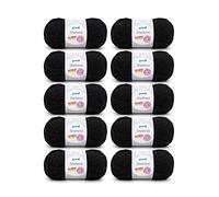 Gründl Shetland Wool (Filato per Maglieria alla Moda e Morbido Composto da 80% poliacrilico e 20% Lana, 100 g / 170 m, Dimensioni dell'ago: 7-8, 10 x 100 g), Nero