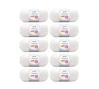 Gründl Shetland Wool (Filato per Maglieria alla Moda e Morbido Composto da 80% poliacrilico e 20% Lana, 100 g / 170 m, Dimensioni dell'ago: 7-8, 10 x 100 g), Bianco