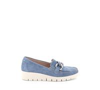 GRÜNLAND 525 Mocassino da Donna in camoscio di Color Jeans con Plantare Estraibile, Zeppa cm.4 (Jeans, Sistema Taglie Calzature EU, Adulto, Donna, Numero, Media, 39)