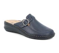 GRÜNLAND Dami, Calzino Comfort Chiuso in Vera, Soletta Rimovibile in Sughero e Pelle, Suola Conforma e Cuciture Fatte a Mano Donna, Blu, 39 EU